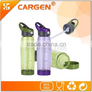 Promotion flip straw plastic drinking water bottles