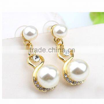 Fashion Necklace Earrings Jewelry Sets Crystal Gold Plated Big Simulated Pearl Wedding Party Jewelry For Women photo-5
