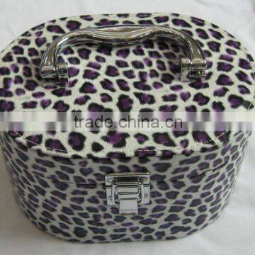 Handmade PU leather cosmetic box with mirror