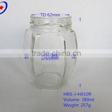 hexangular glass bottle