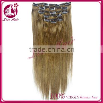 Hot style clips on hair extensions 100% human clip in hair extension clips hair