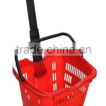 RH-BPR55-1 55L Plastic Basket Trolley Rolling Supermarket Basket