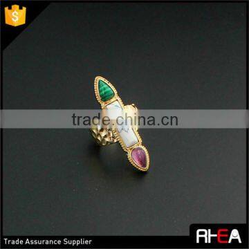 2016 Wholesale Design Fashion Boho Natural Stone 18k Gold Color Ring Jewelry