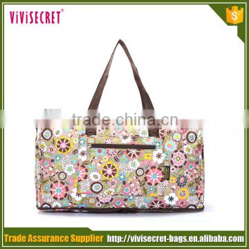 Hot product cheap resistant nylon travel luggage bag with flower printing