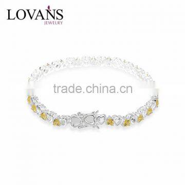 925 Sterling Silver Yellow CZ Infinity Heart Bracelet Wholesale BR005