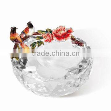 RORO Blossom peony enamel crystal glass ashtray