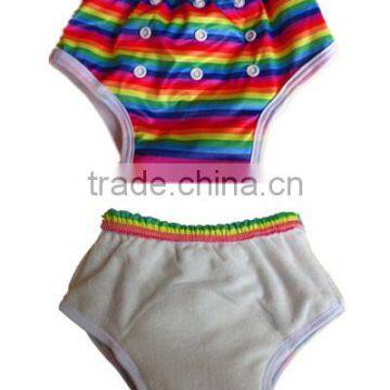 printed rainbow color polyester PUL baby training pants