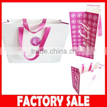 wholesale promotional boutique logo printed recyclable reusable foldable custom made cheap Qatar paper shopping bags for sale