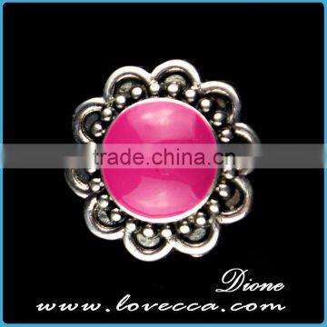 Pink gemstone silver wholesale snap button charm