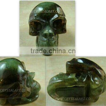 Chinese Green Jade Carved Skull Shape