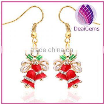 Europe &American style fashion christmas gift jingle ball enamel fishhook earring factory price