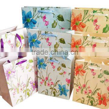 Wholesale Factory Made Colorful Print Flower Pattern Paper Bag