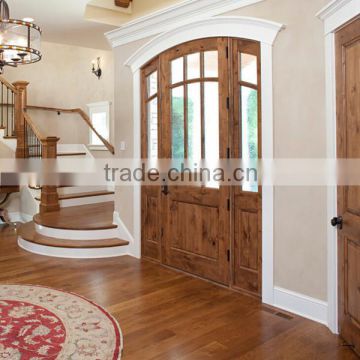 Exterior solid wood doors with tempered glass