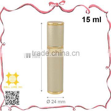 15ml noble golden refillable cylinder purse atomizer