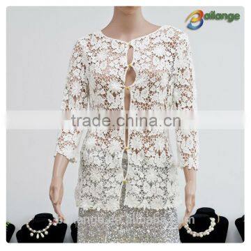 wholesale fashion embroidered ladies crochet fashion lady lace blouse for dress