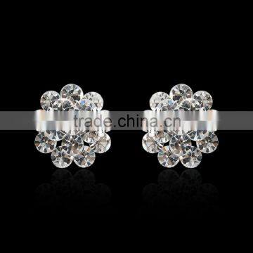 Fashionable Flower Shape Silver Color Cubic Zircon Stud Earring Valentine's Gift for Her photo-2