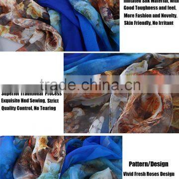 2016 Rose Patterns Gradient 100% Polyster Inmitated Silk Scarf Pashmina Scarves/ Large Shawls Ponchos Wraps Women 145x170cm photo-6
