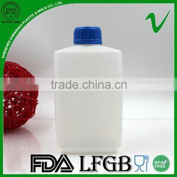 HDPE square empty 1L plastic liquid chemical bottle with wide mouth