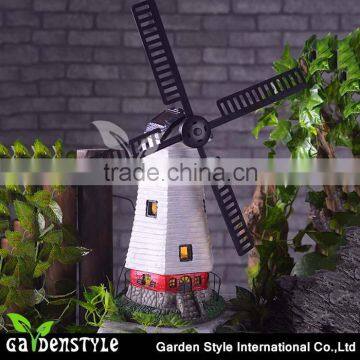 New Product Polyresin Windmill Shape Solar Garden Light for Decoration