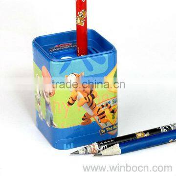 Two-holes tin pencil sharpener with CMYK printing