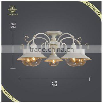 2016 Hot Sale E27 Lights Iron Body Material Ceiling Lamp With Glass Shade, Living Room Light Fixture
