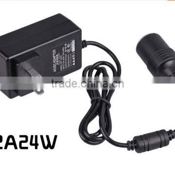 12V DC cigarette lighter adapter 12v2a ac dc adapter with wires cable