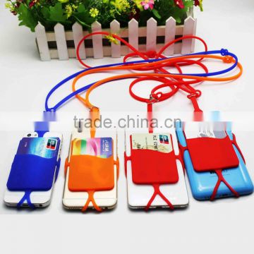 Multi-function silicone universal phone case with pocket/lanyard