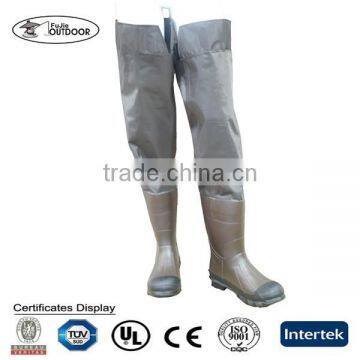 PVC Tarpaulin Fishing Hip Waders With Rubber Bootfoot