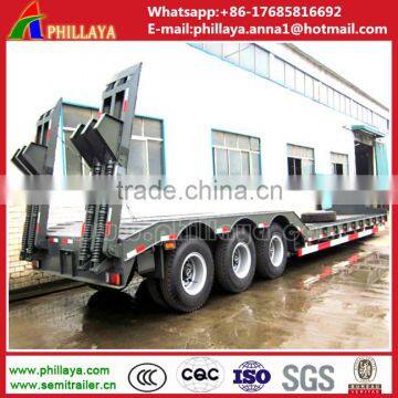 Heavy Duty Tri-axle 60 Ton Low Flatbed Semi Trailer/ Low Bed Truck Trailer for Excavator Transportation photo-3