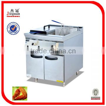 56L Free Standing Commercail Gas Fryer With Cabinet Gas safety (2-tank&2 baskets)