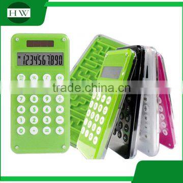 promotion custom mini portable plastic kids square pocket solar scientific counter calculator with maze game