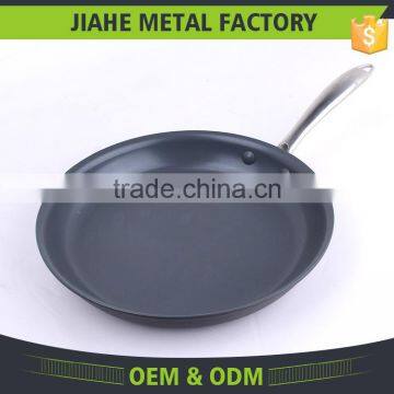 Non-Stick Flat Ceramic Deep Frying Pan With Hard Anodized Exterior