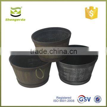15" Stout Barrel Planter , Wooden Flower Pot,plastic Painted Flower Pots Wholesale photo-2
