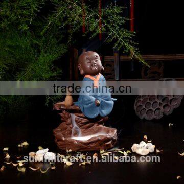 Little Monk Statue Ceramic Back Flow Incense Burners Wholesale photo-3