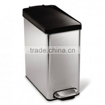 Rectangle Stainless Steel Foot Pedal Trash Can with Plastic lid