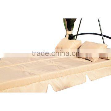 Outdoor 3 Person Patio Tan Daybed Canopy Gazebo Swing With Mesh Walls photo-4