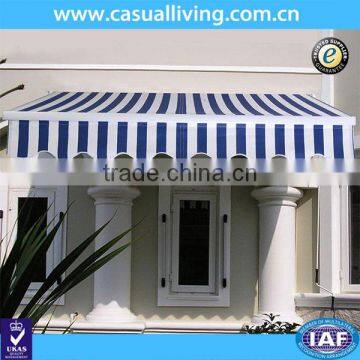 Patio 2x1.5m Blue and White Aluminium Retractable Folding Arm Awning