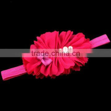 Hot Cutting Fabric Flower Headband With Pearl Center for Kids Hair Accessories photo-3