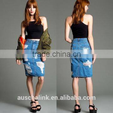 Latest Girls Fashion Cheap Denim Skirts Wholesale OEM Service photo-6