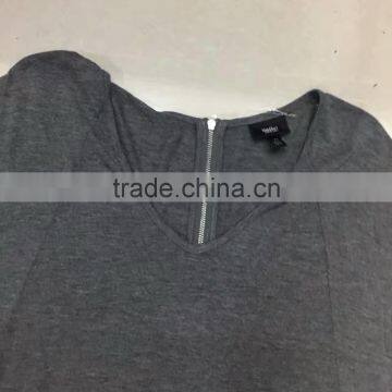 Factory Closeout Women Branded V-neck Zipper Casual T-shirt photo-4