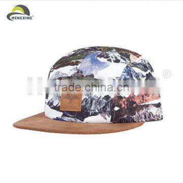 Tie Dyed Lether Strap Floral Blank Wholesale Custom 5 Panel Hats