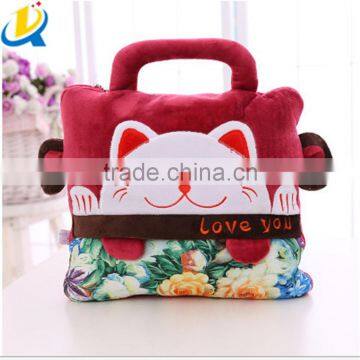 Plush lightweight animal shaped car travel pillow blanket