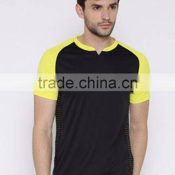 Men Black Solid Round Neck T-Shirt Solid Tee With Custom Printed Detail Summer Quick Dry Sport Tee photo-2