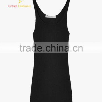 Women Cashmere Sleeveless Top Round Neck Knitted Pullover photo-4
