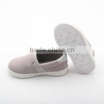 Flat Sole Kids Grey Hole Leather Baby Fashion Shoes photo-5