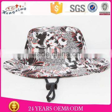 fashion custom plain cheap digital printed jean bucket hat with string wholesale