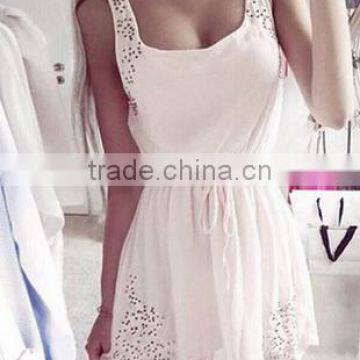 2015 New Sleeveless Cocktail White Short Mini Casual Dresses Women Summer Dress Vestido de Festa