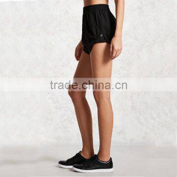 Wholesale Hot Sale Women Roll-tab Elasticized Waist Linen Sport Gym Shorts photo-3