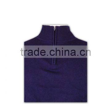 ISO9001/BSCI Manufature Purple Zipper Mens Blank Wool Sweater