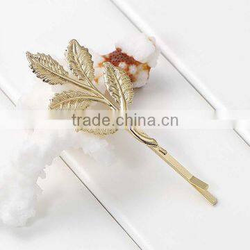 New Fashion Wholesale Leaf Gold Plated Hair Clips photo-2